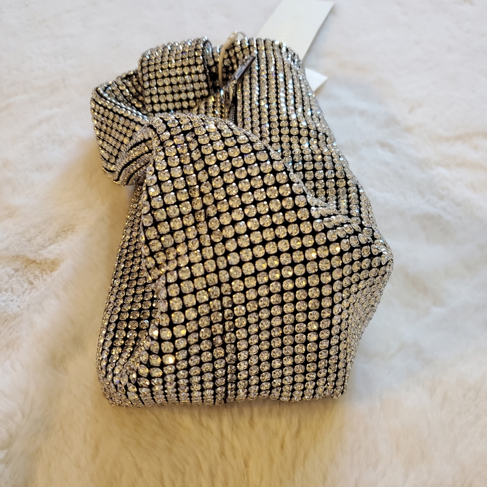 New Madison West Crystal Rhinestone Knotted Handle Handbag - Picture 9 of 14